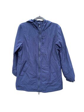 Champion Windbreaker Jacket M Womens Lightweight Blue Hooded Full Zip Long